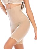 SURE YOU LIKE Damen Figurenformend Miederpant Miederhose Mit Bein Shapewear Hohe Taille Body Shaper Bauch-Weg-Effekt Stark Formt Sofort, Beige, M/L
