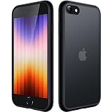 JETech Matt Hülle für iPhone SE 3/2 (2022/2020), iPhone 8/7, 4,7 Zoll, Stoßfest Militärstandard FallSchutz Handyhülle, Durchscheinende Rückseite Schutzhülle, Anti-Fingerabdruck (Schwarz)