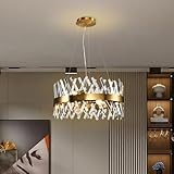 LQWELL® Kronleuchter 8-Licht E14, Industrie Chandelier, Modern Pendelleuchte Hängeleuchte für Wohnzimmer Schlafzimmer Esszimmer Gang Cafés Bar Studio, Kristall Deckenlampe, Champagner G