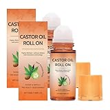 Rizinusöl Bio Kaltgepresst, Bio Rizinusöl Roll-On mit Rosenquarz, Organic Castor Oil for, Natürlich Rizinus Öl für Körper, Haare, Nägel, Wimpern, Augenbrauen, geeignet für alle Hauttypen (2)