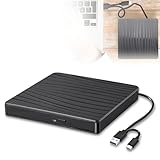 Leikurvo Externes DVD Laufwerk USB 3.0 und Typ-C, Externes CD DVD +/-RW ROM Laufwerk für Laptop PC Desktop, CD DVD Burner Reader Kompatibel mit Windows XP/2003/Vista/7/8/10/11 Linux Betriebssy