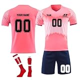 Generisch Deutschland Neue Fussball Trikot Jungen, Fußball Trikots mit Namen Nummer Logo Kinder, Personalisierte Fussball Trikot Shorts Sockens S