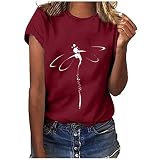 T-Shirt Damen Sommer Kurzarm Mode Hemd Bluse O-Ausschnitt Motiv Sommershirt Oberteil Tops Pullover Casual Rundhals Damenbluse Kurzen Ärmel Sommer Tshirts für D