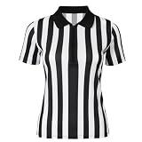 NW NATIONWEAR Schiedsrichter Kostüm Shirt für Damen & Herren – Schwarz-weiß gestreiftes Referee T-Shirt mit Kragen & Reißverschluss – Perfekt für Karneval, Mottoparty, JGA & Fasching