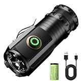ASORT LED Taschenlampe Mini Extrem Hell，5000 Lumen Aufladbar，5 Lichtmodi kleine Torch mit Magnete und Langer Betriebsdauer，3* Starke Lampenperlen，IPX6 Wasserdicht, für Camping，Wandern，Outdoor，N
