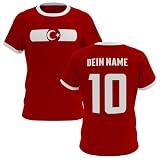 T-Shirt mit Türkei Türkiye Fussball WM EM Name & Nr. Trikot Geschenk Idee Tshirt Rot Unisex