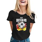 Deutschland Trikot 2024 Damen Fan Shirt Rundhals Kurzarm T-Shirt Sport Fussball Tshirt Deutschland Trikot em 2024 Damen Fitness Sportshirt em Shirts D