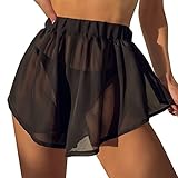 MAIGOIN Gepolsterter Badeanzug, kurzärmelig, kurze Kleider, Strandbekleidung, Neckholder-Badeanzug, gepolstertes Bikinioberteil für kleine Brüste, Strandkleidung, Badeshorts, weißes Minikleid, Schw