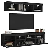 qohoio 5-tlg. Wohnwand mit LED-Beleuchtung Wohnwand Wohnzimmer MöBel Wohnzimmer Fernsehwand Wohnzimmerschrank Schwarz Holzwerkstoff - 3216719