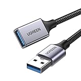 UGREEN USB Verlängerung 3.0 5Gbps USB Verlängerungskabel A auf A USB Extension Cable mit Nylonkabel und Aluminiumgehäuse für USB-Stick Maus Kopfhörer USB Hub Drucker Webcam PS4/5 usw. (5m)
