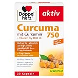 Doppelherz Curcuma 750 mit Curcumin + Vitamin D3 1000 I.E. - Vitamin D unterstützt die normale Funktion des Immunsystems - 30 vegetarische Kap