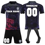 Generisch Fussball Trikots Shorts und Socken Anzug, Fussball Trikot mit eigenem Namen Nummer und Logo Kinder/Erwachsene, Personalisierte Fußball Trikot für Jungen/H