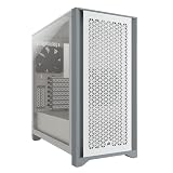Corsair 4000D Airflow Mid-Tower-ATX-Gehäuse mit Gehärtetem Glas (Frontverkleidung Hohen Luftdurchsatz, Seitenabdeckung, Zwei im Lieferumfang 120-mm-Lüfter) Weiß, CC-9011201-WW