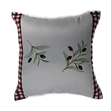 Schmidtgard Stoffe Kissenhülle Olive Dekokissen Kissenbezug Sofakissen 40 x 40 cm cm Rot-Weiß