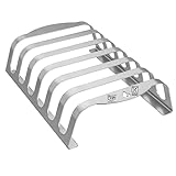 mocisa Rib-Rack Size XL (6er)| Rippchenhalter mit Griffen |Das Profi-Tool zum Rippchen-Grillen |Edelstahl | lebensmittelecht |hergestellt in Bayern |für 6 saftige und leckere Spare-Ribs |