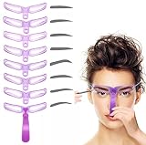 Augenbrauenschablonen Set – 8er Set Augenbrauen Stencil Kit mit Halterung & Gummiband – einfaches Augenbrauen-Styling – Hände frei Schablonen für symmetrische Augenbrauen – Wiederverwendbar (PURPLE)