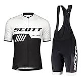 HOMTOL Herren Fahrrad Anzüge Kurzarm Fahrrad Trikot set Atmungsaktive Radtrikot Fahrradbekleidung Set Schnelltrocknend (Weiß, XL)