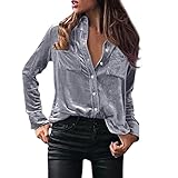 Damen Bluse Samt Shirt Damen Festliche Tops V-Ausschnitt Velvet Samtshirt Kurzarm Langarm Elegant Pullover Slim Fit Tunika Tops Mittelalter Bluse Damen Trachtenbluse Piratenb