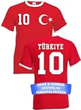 Herren T-Shirt Türkei Trikot EM 2024 mit eigenem Namen + Nummer - Weiß/Rot M