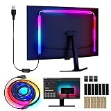 Herrselsam Neon LED Strip RGBIC LED Streifen 133cm für 32 Zoll PC-Monitor, Neon Lichtband, PC Hintergrundbeleuchtung, USB Led Beleuchtung mit App-Steuerung, 1-Pack