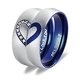 ANAZOZ Edelstahlringe Partnerring, Trauringe 6mm Breit mit Gravur I Love You Hochzeit Ringe Mann Größe 67 (21.3)