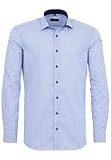 eterna Langarm Hemd Slim FIT Twill gestreift, Hellblau/Weiss, W39 Lang