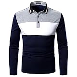 Cenlang Herren Vintage Langarm Strickshirt Sommer Schnell Trocknend Langarm Regular Fit Mode Sport Shirts, navy, S