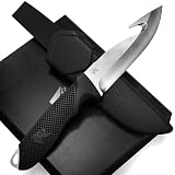 Wolfgangs WHUNTER Aufbrechmesser Jagdmesser feststehende Klinge mit starkem D2 Stahl (Durchgängiger Erl) - Auch als Angelmesser - Survival Outdoor Messer zum Wild aufbrechen mit robuster S