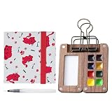 Tragbares Aquarell-Set – Kompakte Reise-Aquarell-Palette, Wasserfarben-Set, Reise-Aquarell-Aquarell-Set mit Mischpalette und Pinsel, Aquarell-S