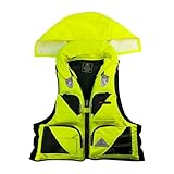 Generisch Professionelle Schwimmweste für Angeln Wassersport mit abnehmbaren Taschen universeller Passform (Yellow, XXL)