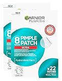 Garnier PureActive Pimple Patch Ultra Hydrokolloidales Pflaster für Pickel bilden unsichtbare Schutzbarriere und absorbieren überschüssiges Öl, wirksam in 8 Stunden, vegane Formel – 44