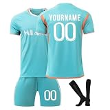 Personalisiert Fußball Trainingstrikots für Jungen Herren Fußballtrikot mit Eigenem Namen & Nummer, Verschiedene Trikots Hause Auswärts Fußball Trikots Shorts Socken Set für Kinder Erw