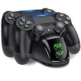 HELLCOOL Ladestation für PS4 Controller, Ladestation mit 2Std Schnelllade/LED Anzeige für PlayStation 4/PS4 Slim/PS4 Pro Wireless C