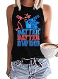 Baseball-Tanktop für Frauen: Baseball-Shirts, Spieltags-Geschenke, Sommer, Softball, Mutter, ärmellos, Workout-Weste, Schwarz, Groß
