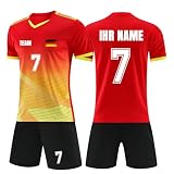 Fussball Trikot mit Namen Nummer Logo, Deutschland Fußball Trikot Kinder Erwachsene, Trikot Selber Gestalten, Personalisierte Fußball Trikot Kinder S
