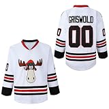 Christmas Vacation Clark #00 Griswold Movie Christmas Deer Ice Hockey Jersey, Weiss/opulenter Garten, 3X-Groß