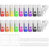 TEWENE USB-Stick, 1 GB, 20 Stück, USB 2.0, mehrfarbig, USB-Stick, 1 GB, Mini-USB-Stick für die Speicherung und Sicherung von Daten mit LED-L