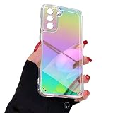 Rnrieyta Miagon Bunt Laserhülle für Samsung Galaxy A71,Regenbogen Laser Handyhülle Schillernde Durchsichtig Bling Glitzer Holografisch Hart PC Hülle Schutzhülle für Mädchen F