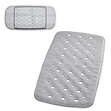 RIDDER Wannenset – Badewanneneinlage, Wanneneinlage, Badematte und Kopfpolster, Nackenpolster ca. 36x71 cm + 13,5x30 cm, Promo, grau | Made in Germany | Schadstofffrei | TÜV geprü