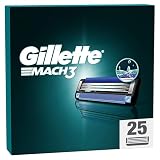 Gillette Mach3 Rasierklingen für Rasierer, 25 Ersatzklingen für Nassrasierer Herren mit 3-fach Kling