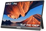 ARZOPA Tragbarer Monitor, 15,6' 1920×1080 FHD IPS Portabler Monitor für Laptop mit Einer Stütze, Ultra-Dünner Zweitbildschirm für Laptop/PC/Mac/PS3/4/5/Xbox - USB C & HDMI Anschluss - A1
