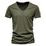 Herren Tshirts Sommer T-Shirt Basic T Shirt mit V-Ausschnitt Outdoor Lässige Sommershirt Kühlung Atmungsaktiv Locker Kurzarmshirt Große Männer Lose Freizeitshirts Sp