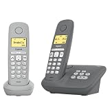 Gigaset A280A Duo - 2 DECT-Schnurlostelefone mit Anrufbeantworter für beste Kommunikation mit großem Grafik-Display, perfekter Audioqualität und Freisprechfunktion, Grey + Grey M