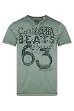 Camp David Herren Streifenshirt mit Vintage Print Green Beat XL