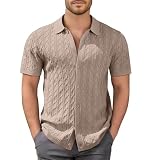 Foweknow Hemd Herren Kurzarm Strickhemd Revers Button Down Freizeithemd Modische Einfarbiges Herrenhemden Regular Fit Sommer Shirt Lässig Urlaub Strandhemd Vielseitige Bequeme T