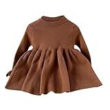 biJerou Kariert Mädchen Trompete Manschette Woll Kleid Baby Kinder Frühling Und Pullover Kleid Jagen was Gehört (Brown, 3-4 Years)