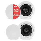 Pyle 150W Deckenlautsprecher, Einbaulautsprecher, 2 Wege Lautsprecher, Deckenlautsprecher Bluetooth, Wand Lautsprecher, Flache Lausprecher, 13.3cm, Ceiling Speaker, federbelastete Schnellverbindung