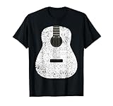Akustikgitarre in Weiß mit Splatter Effekt, Musik Geschenk T-S