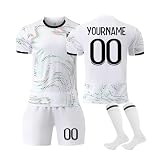 Generisch DIY Football Trikots Hause/Auswärts Fußballtrikot für Kinder Fussball Jersey Football Trikots Sportshirt Junge Football Training Tshirts Shorts und Socken Anzug mit Name Nummer 08