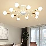 JIINOO Unterputz Deckenleuchte, Moderne Weiße Kronleuchter, 10 Licht E27 Sockel Industrielle Halbdecken Pendelleuchten Deckenlampe für Schlafzimmer Wohnzimmer Küche Bauernhaus Kunstausstellung
